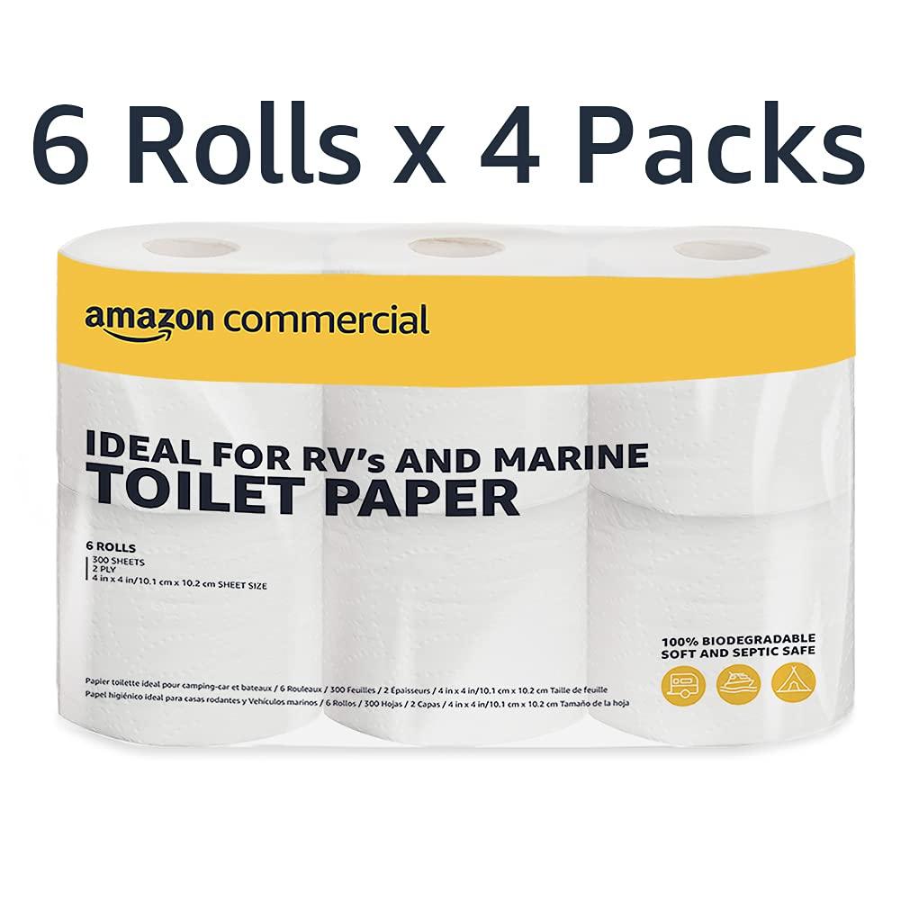 AmazonCommercial FSC certified paper 2-Ply White Quick Dispensing Toilet Paper for RV's & Marine, Waste-Tank Compatible, 300 Sheets per Roll - 24 Rolls - Image 2