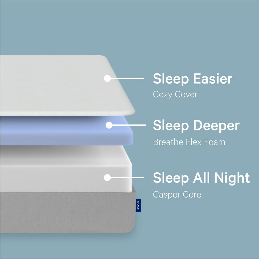 Casper Sleep Element, Medium Firm Mattress, King Size - Memory Foam + Support - 100-Night Trial - CertiPUR-US Mattress, Grey - Image 3