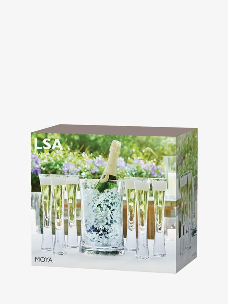 LSA International Moya Champagne Serving Ice Bucket and Flutes 6 oz, Set of 7, Luxury Elegant Curved Mouth Blown Glassware - Image 7