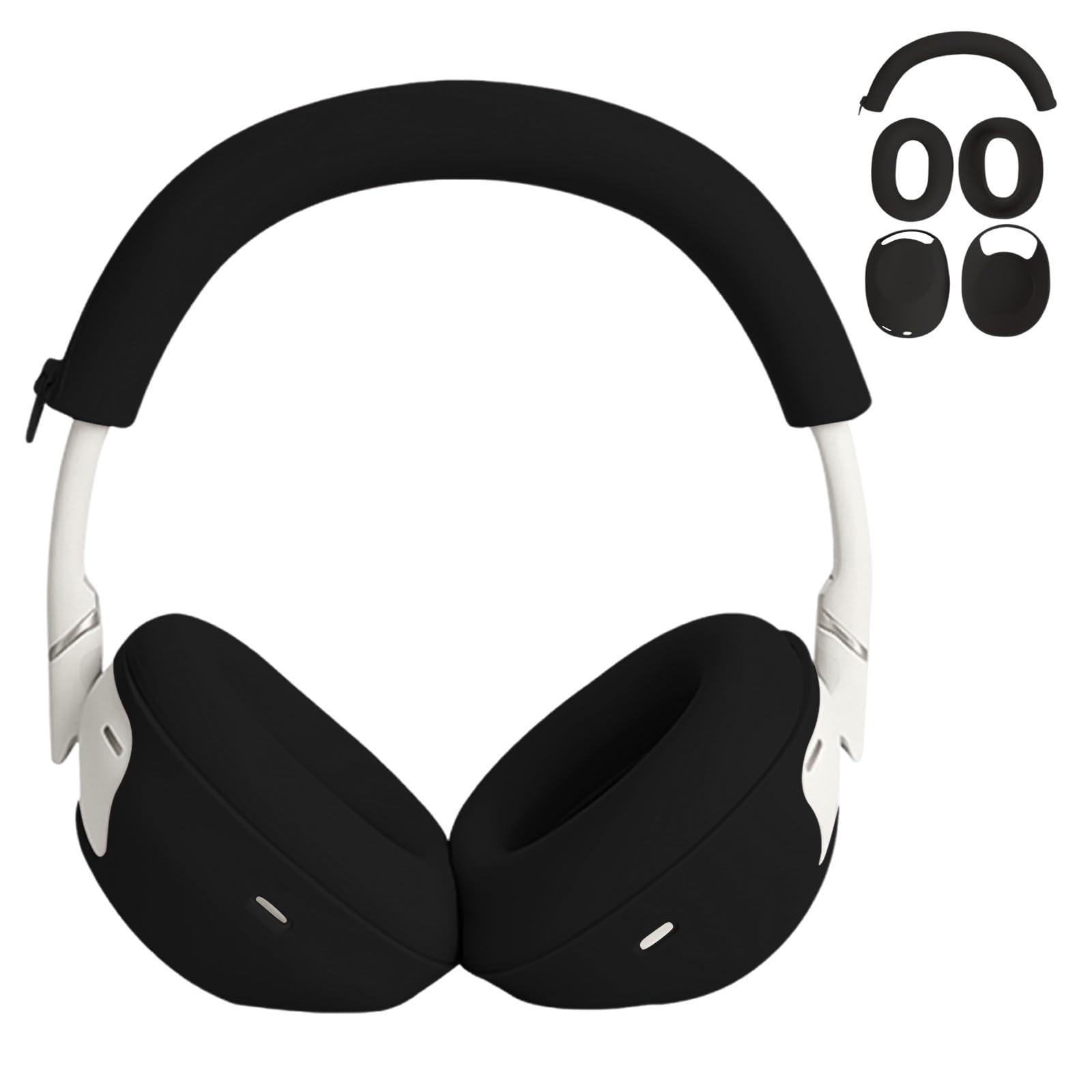 Adhiper 3-in-1 Silicone Sweat Case Cover for Sony WH-1000XM6 Headphones, XM6 Covers Accessories Silicone Ear Pads Covers & Headband Cover & Ear Cups Protector, Washable & Sweatproof - Black