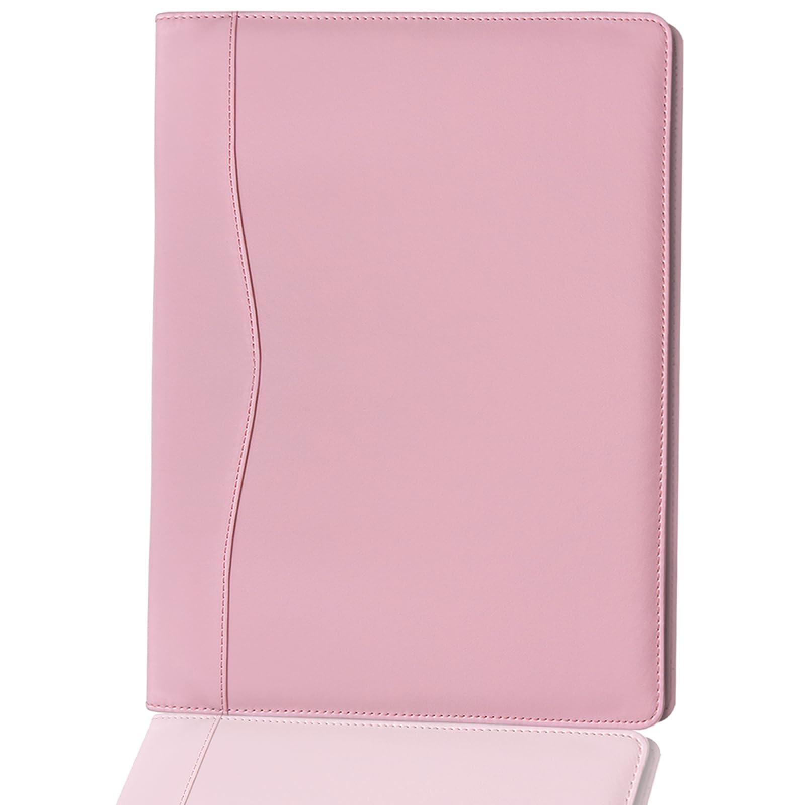 Portfolio Folder Padfolio with A4 Clipboard, PU Leather Portfolio Clipboard Business Binder Writing Clip Board Organizer for Legal Documents Business Card Men Women Pink - Image 7
