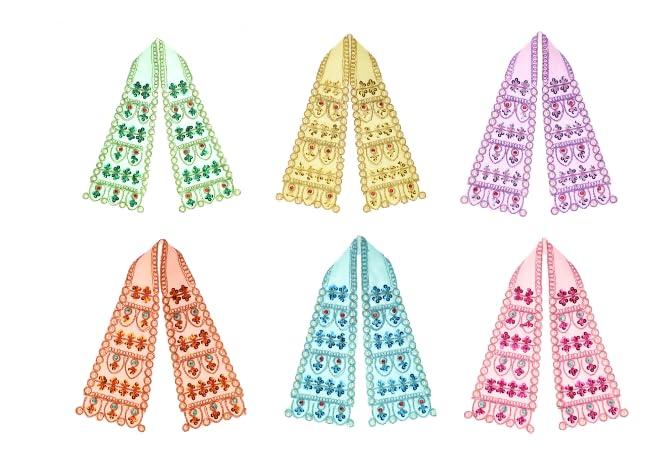 Set of 6 Ganesha Dupatta Silk Puja Cloth Chunari(Size:-6 Inch x 2 Inch) Pooja Chunar Puja Articles for Indian Ganesh Festival for Idol Statue Frame Temple Decoration