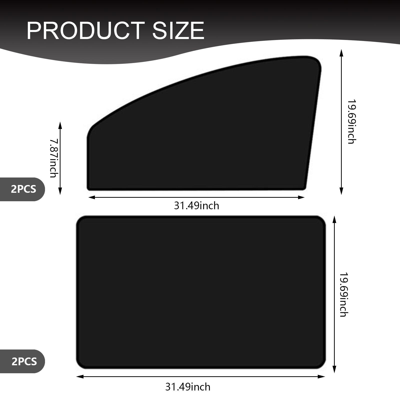 Merdege Pack of 4 Car Window Shade, Front Rear Side Window Protectors, 12.99x18.9x24.41 In/31.5x18.9 In Car Curtains Universal for Most Cars (Black) - Image 2