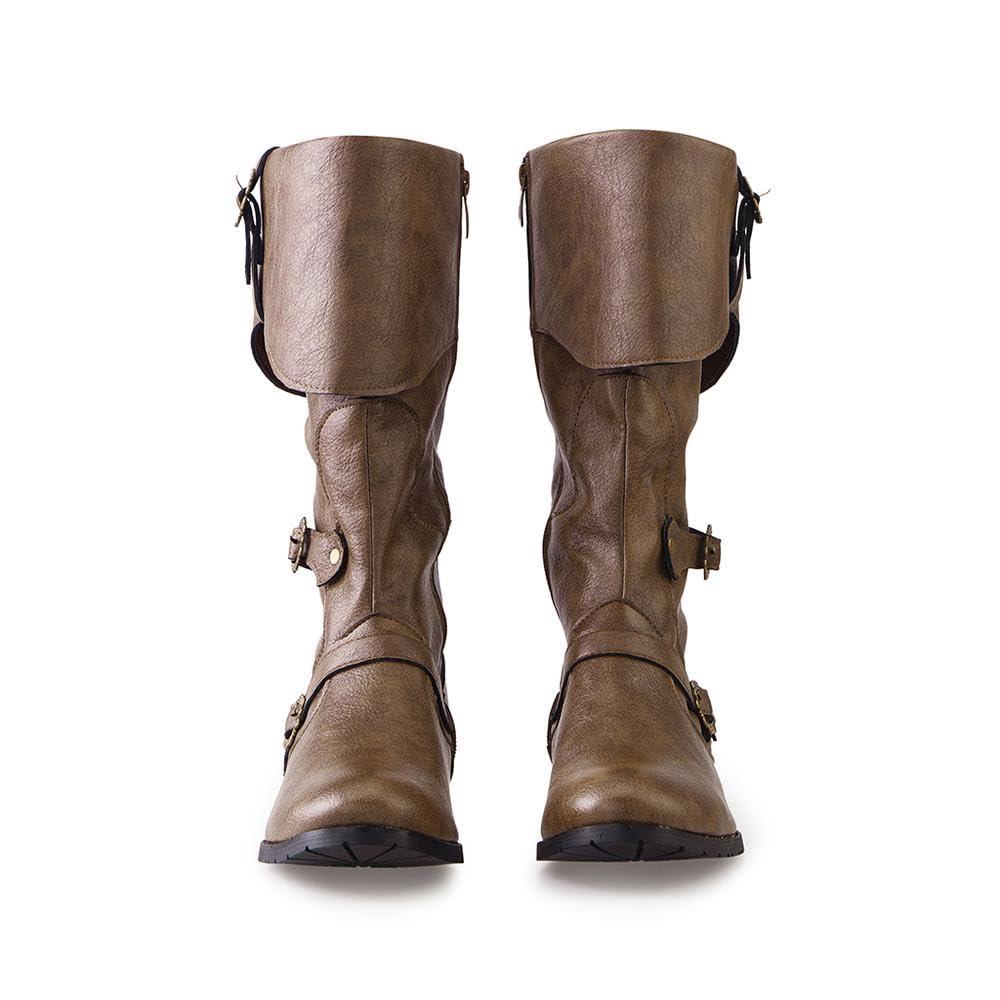 DUNHAO COS Men's Faux Leather Medieval Boots Viking Pirate Costume Boots Renaissance Faire Cosplay Shoes - Image 3