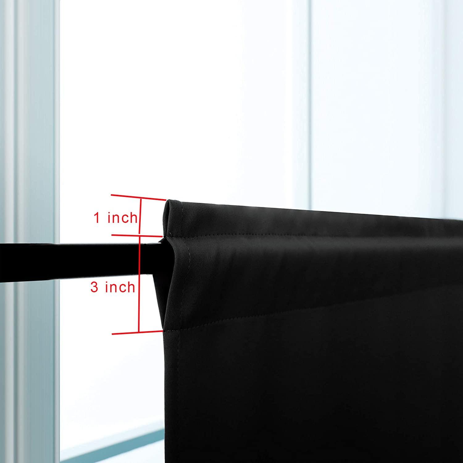 Pickluc 24 Inch Long Tier Curtains for Small Window Treatment, Short Blackout Curtain with Rod Pocket - Half Window Curtains for Kitchen, Cabinet, Basement, Camper, 2 Panels, Black, 30 Inches Wide - Image 2