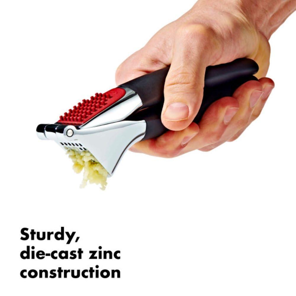 OXO Good Grips Heavy Duty Garlic Press, Die-Cast Zinc, Black - Image 3
