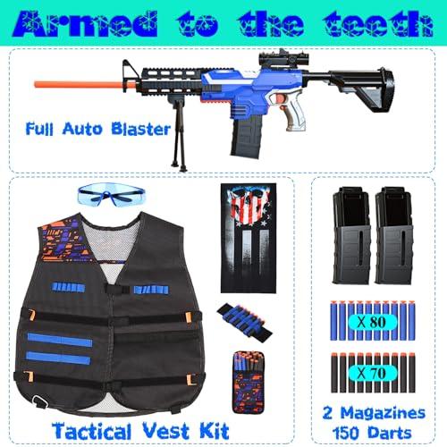 Toy Gun Automatic Sniper Rifle -3 Modes Toy Foam Blasters with Tactical Vest, Bipod, 2 Clips and 150 Darts, Electric Toys for Adults Boys Age 8-12 Gifts for Birthday Xmas - Image 6