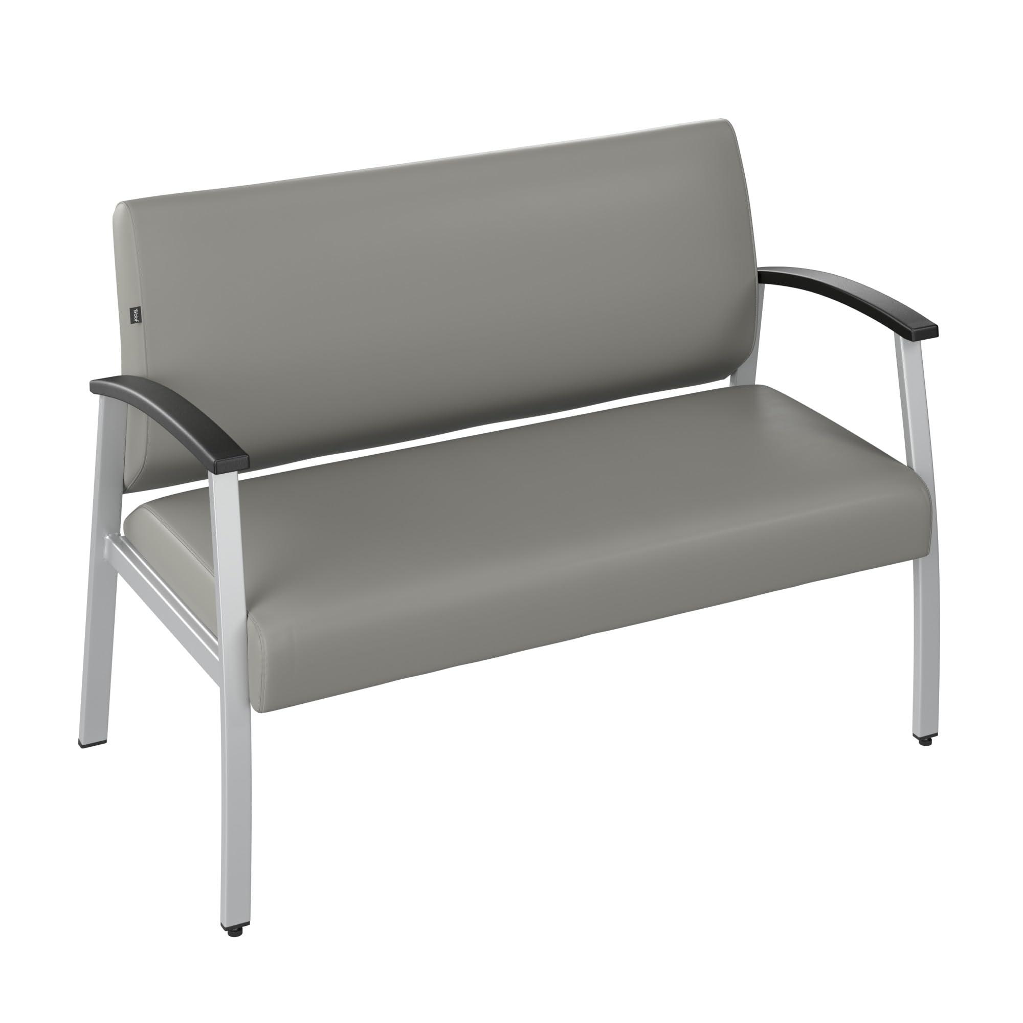 Bush Business Furniture Arrive Waiting Room Loveseat with Arms in Light Gray Vinyl, Reception Area Seating for Office and Lobby - Image 9