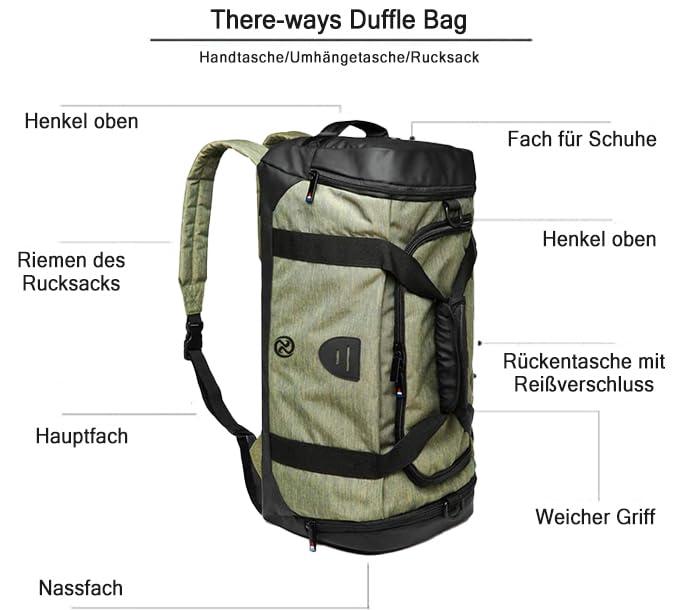 Gym Duffle Bag Backpack Waterproof Sports Duffel Bags Travel Weekender Bag for Men Women Overnight Bag with Shoes Compartment Green - Image 5