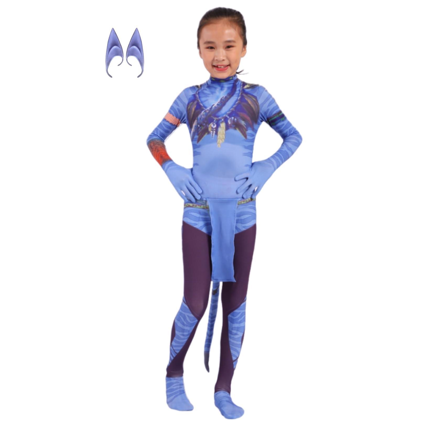 LG LOUIS GARDEN Avatar Costume for Kids, Anime Costume Halloween Cosplay Jumpsuit Tights Bodysuit Stage Costumes for Children Girls Boys