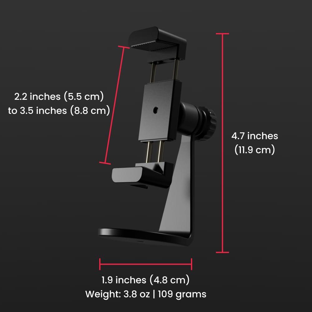 Pivo Smart Mount Adjustable 360° Vertical and Horizontal Smartphone Aluminum Holder Stand with Universal Clamp Adapter ¼ inch Thread for Tripods - Image 4