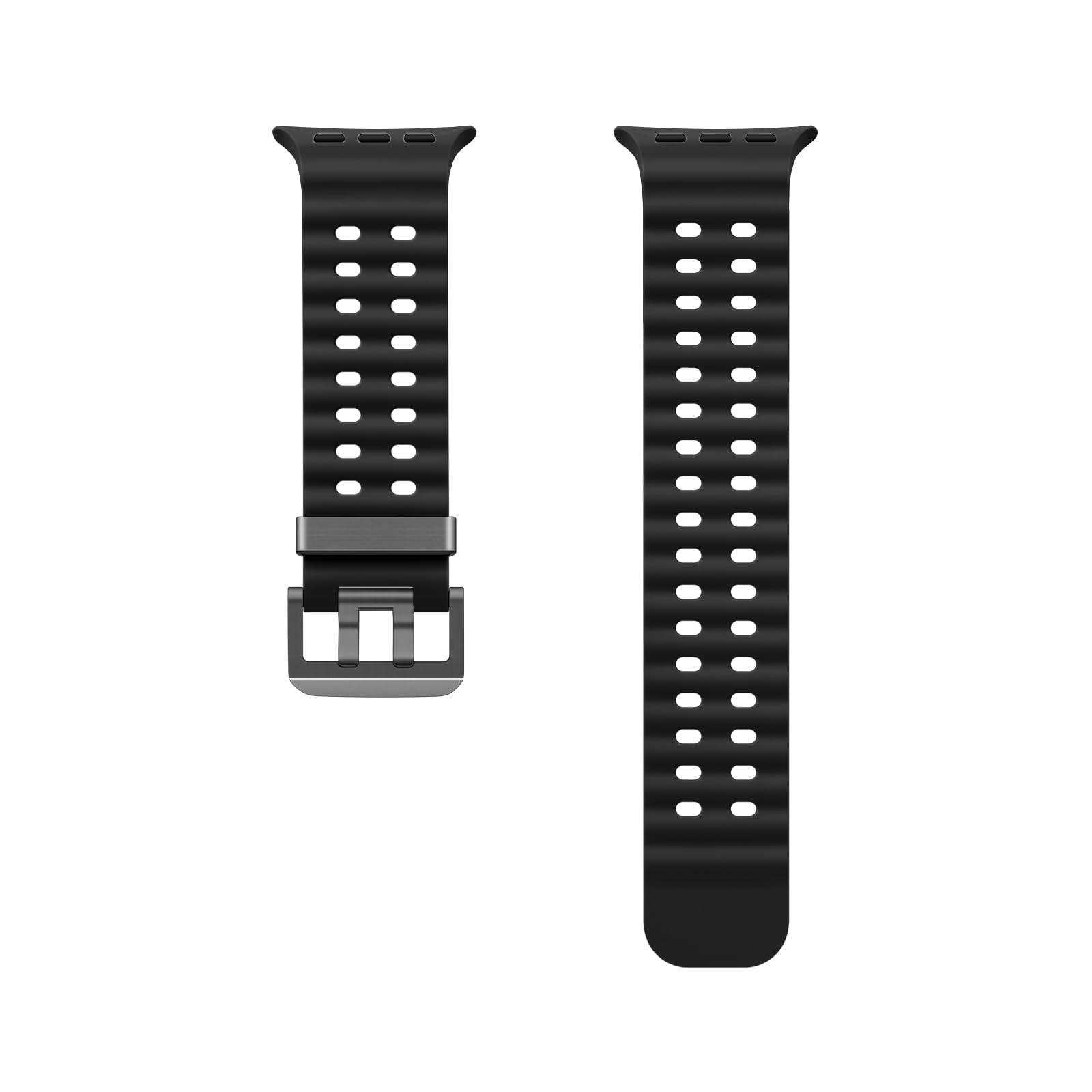 Ycysh Ocean Band Compatible with Apple Watch Ultra 2 / Ultra 49mm 45mm 44mm 42mm for Women Men, Silicone Sport Band Replacement for iWatch Ultra 2 Series 9 8 7 6 5 4 3 2 1 SE (Black) - Image 5