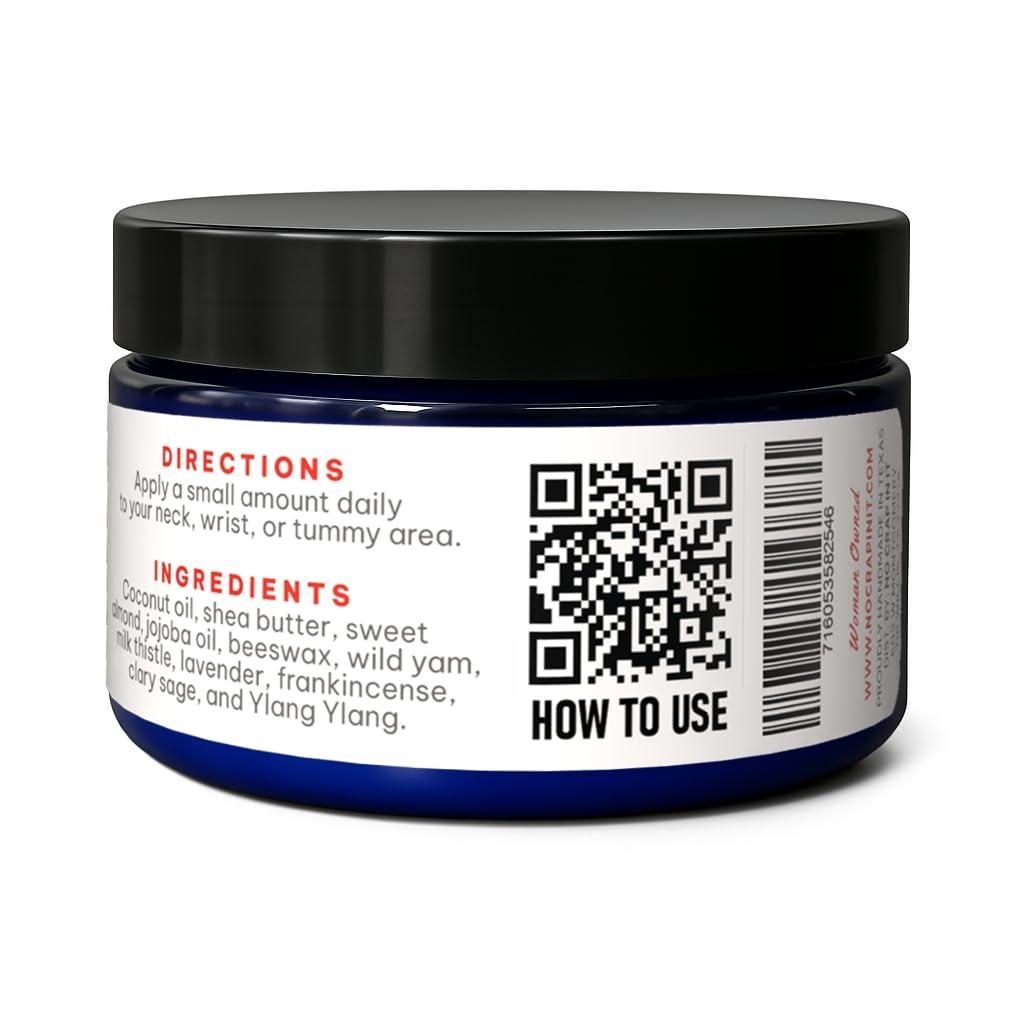 No Crap In It Wild Yam Body Butter- Natural, Wild yam cream with Hydrating Relief in a 4oz Jar - Image 3
