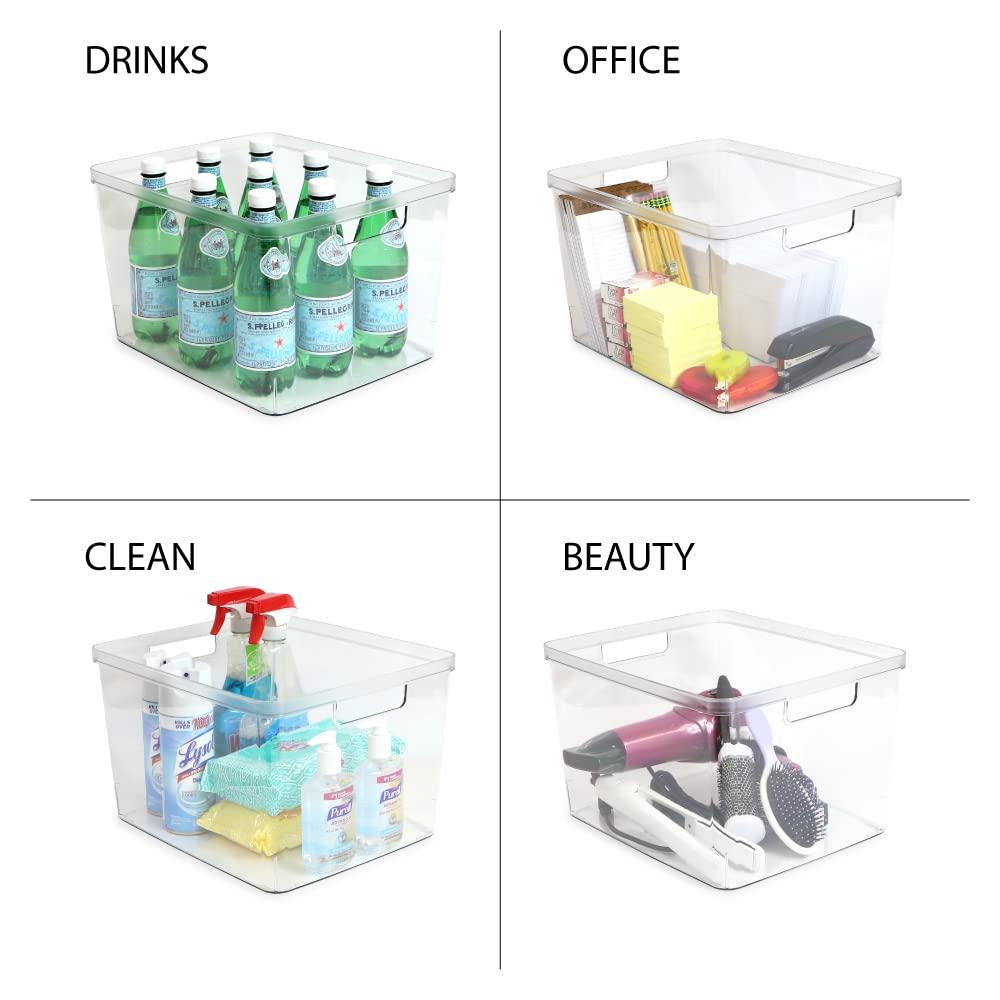 Isaac Jacobs 2-Pack Extra-Large Clear Storage Bins (11.5” L x 14” W x 9” H) w/Cutout Handles, Plastic Organizer for Home, for Kitchen, Fridge, Pantry, BPA Free, Food Safe (2-Pack, Extra-Large) - Image 4