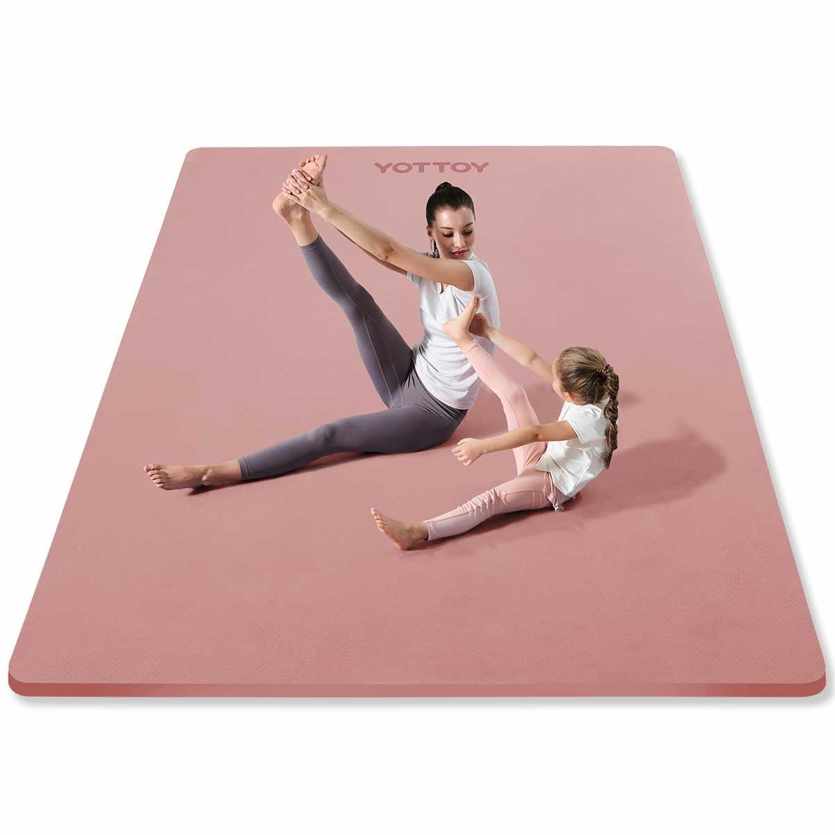 YOTTOY Large Yoga Mat (75 * 52 * 1/2inch),Extra Wide TPE Exercise Mat,Non-Slip Workout Mat for Pilates, Fitness, Barefoot, Home Gym Studio with Strap and Towel