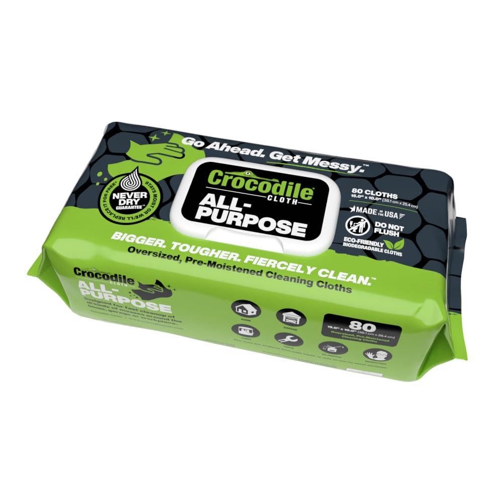 Crocodile Cloth All-Purpose - 80 Plant Based, 10" X 15" Cleaning Wipes. Large, Moist, Absorbent and Disposable Cleaning Cloths. Safe on Skin and Multiple Surfaces. - Image 2