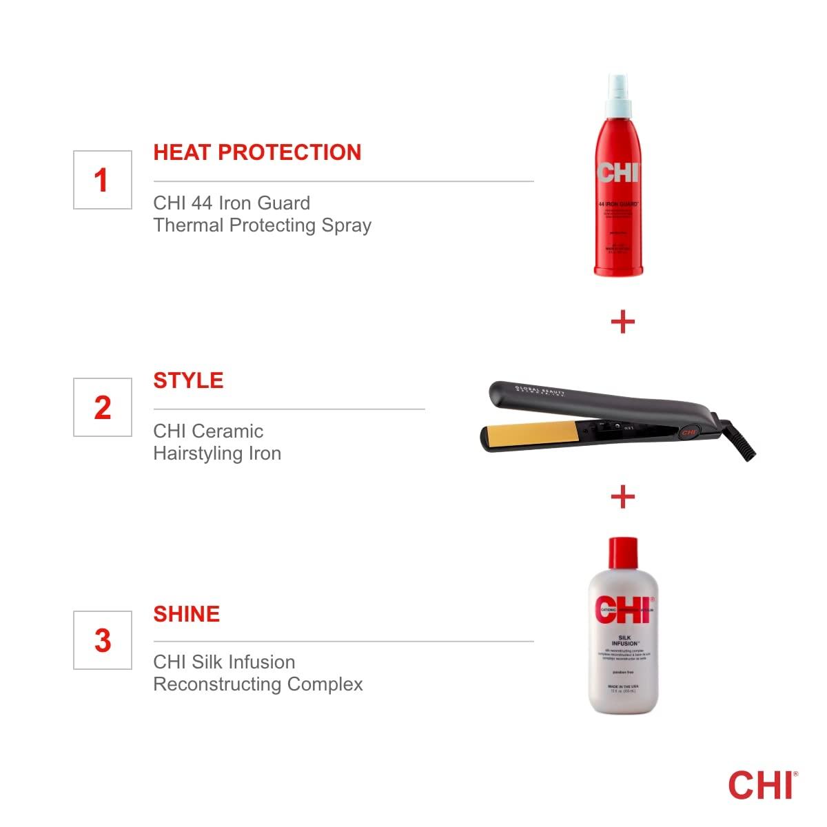 CHI Original Ceramic Flat Iron, Hair Straightener For A Smooth Finish, Floating Plates, Quick Heat Up, Analog On/Off Switch, 1" Styling Tool, Black - Image 8