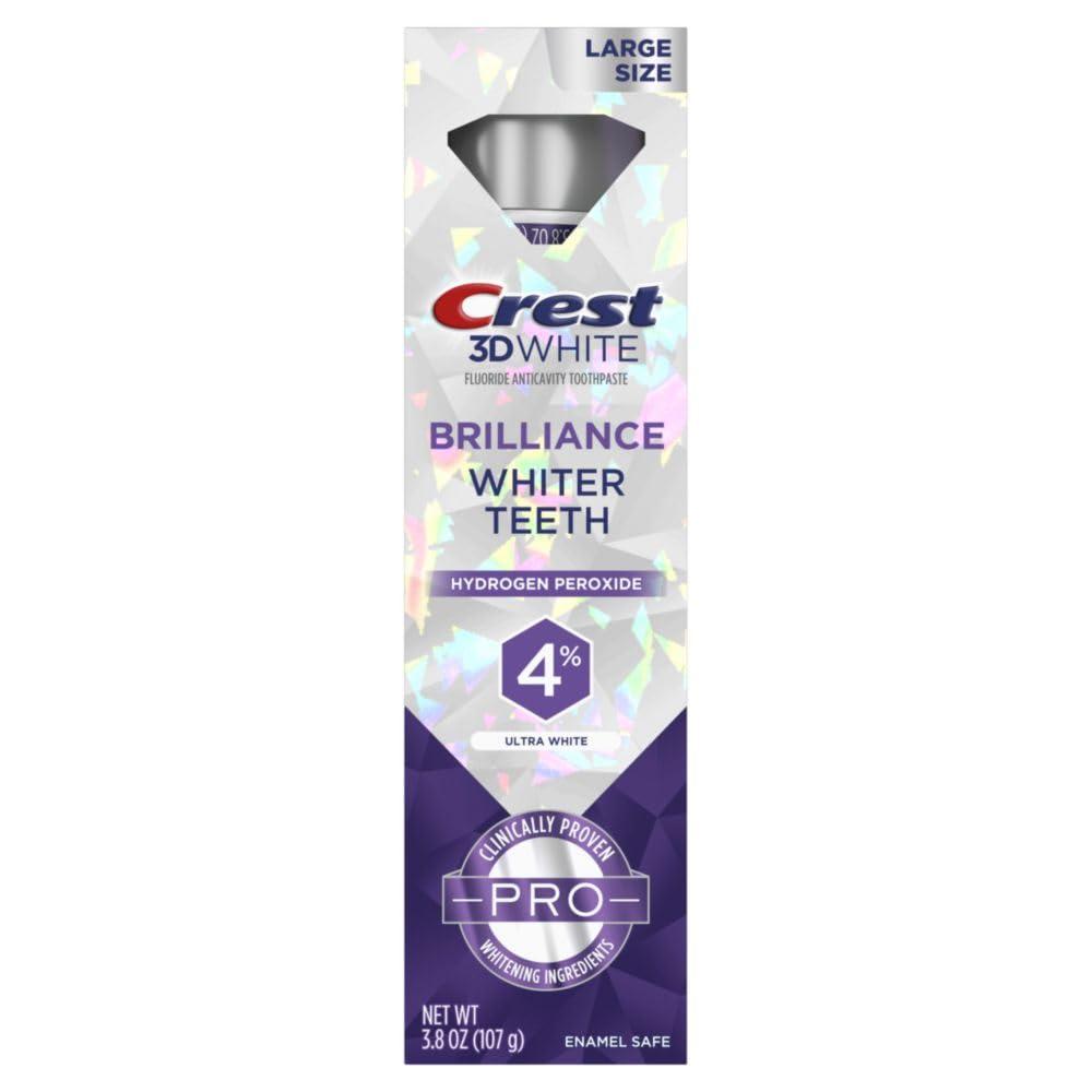 Crest 3D White Brilliance Pro Ultra White Teeth Whitening Toothpaste, 3.8 oz, Anticavity Fluoride Toothpaste, 4% Hydrogen Peroxide, Active Whitening Protection - Image 6