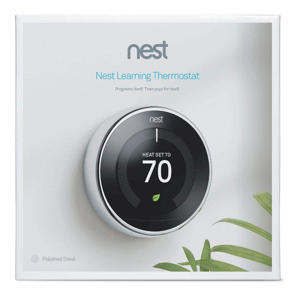 Google Nest T3019US Learning Thermostat 3rd Gen Smart Thermostat, Polished Steel Bundle with 2-Pack Deco Gear WiFi Smart Plug - Image 8