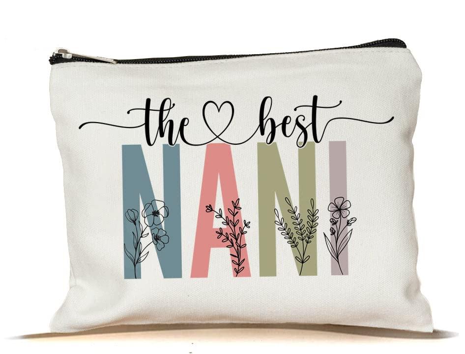 PTDShops The Best Nani Makeup Bag - Mothers Day Makeup Bag - Cute Nani Cosmetic Bag - Gift Birthday Nani Makeup Bag - Best Nani Cosmetic Bag - Gift Nani Zipper Makeup Bags Travel