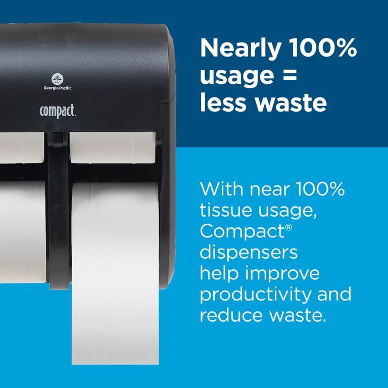 Compact 2-Roll Side-by-Side Coreless High-Capacity Toilet Paper Dispenser by GP PRO (Georgia-Pacific), Black, 56784A, 1 Dispenser - Image 13