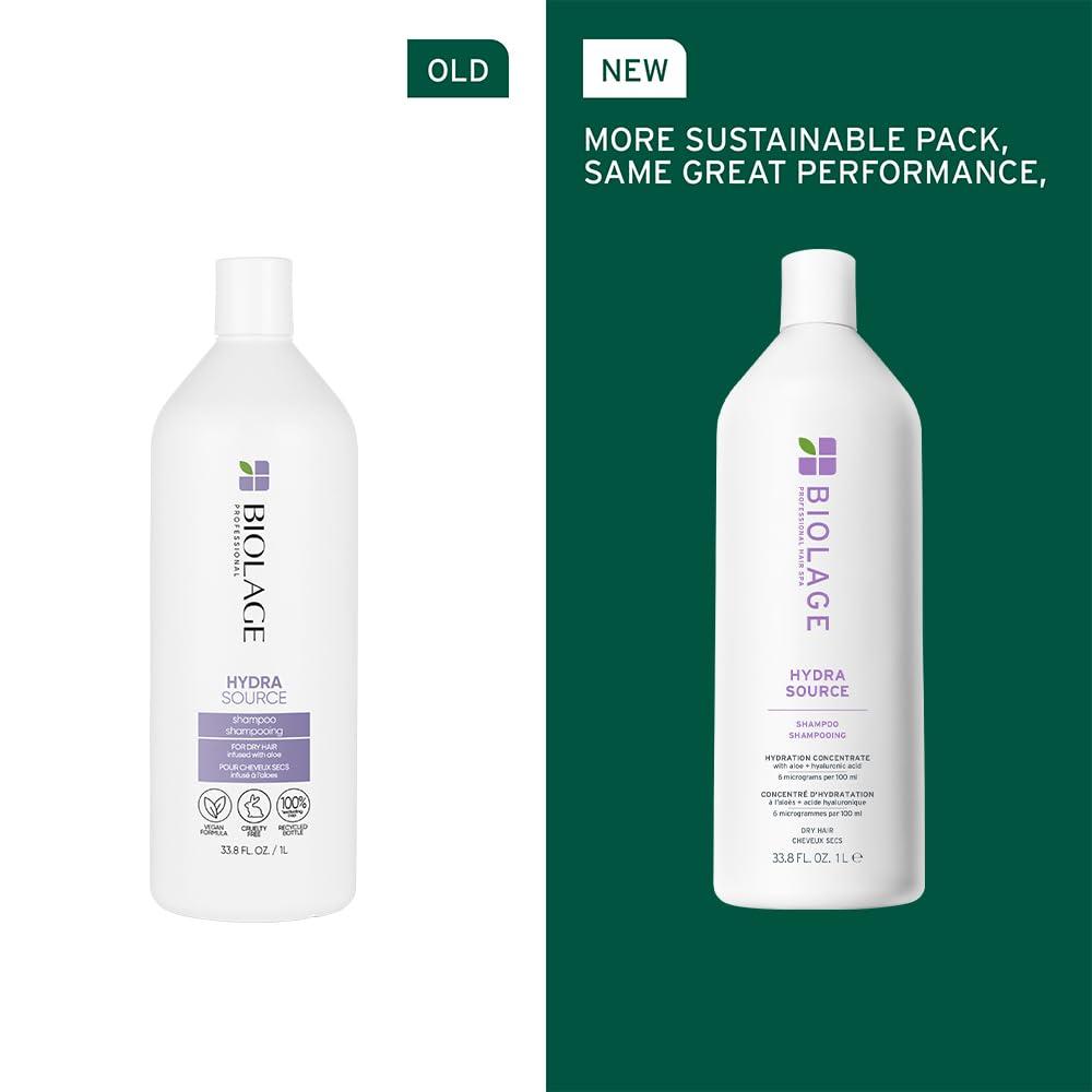 Biolage Hydra Source Shampoo - Softens & Adds Shine, For Dry Hair, Infused with Micro-Filtered Aloe Vera & Fermented Hyaluronic Acid, Vegan & Paraben-Free, Packaging May Vary - Image 2