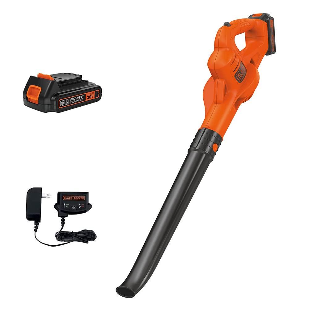 BLACK+DECKER 20V MAX Cordless Leaf Blower, Lawn Sweeper, 130 mph Air Speed, Lightweight Design, Battery and Charger Included (LSW221) - Image 1