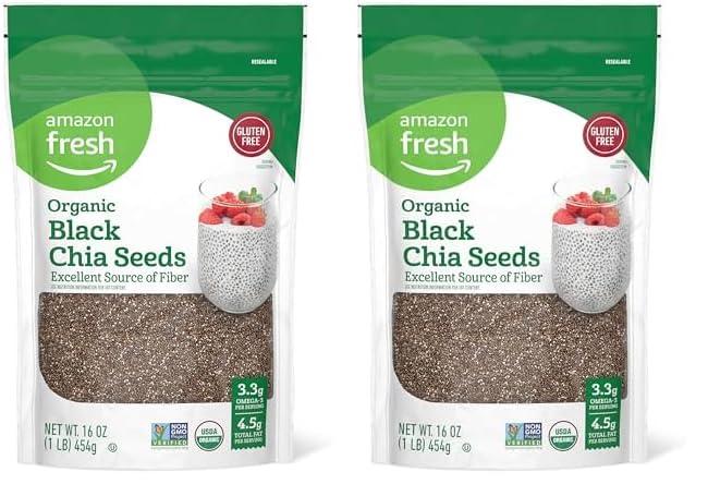 Amazon Brand - Happy Belly Organic Black Chia Seeds 1 lb (Pack of 2)