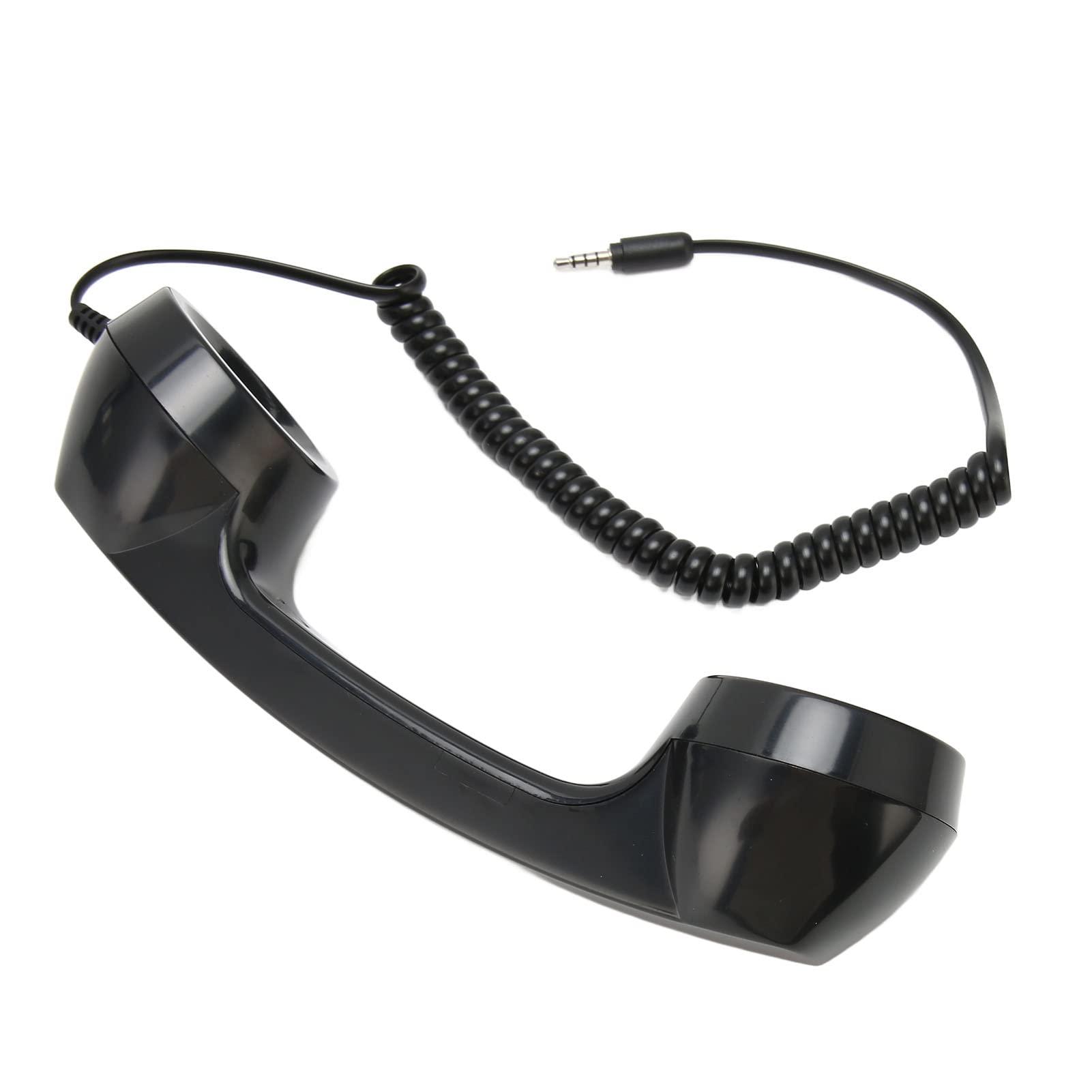 Retro Phone Handset, One Touch Answer, Radiation Proof 3.5mm Sound Plug with 1m Coiled Cord, Suitable for All Smartphones and Computers (Black) - Image 2