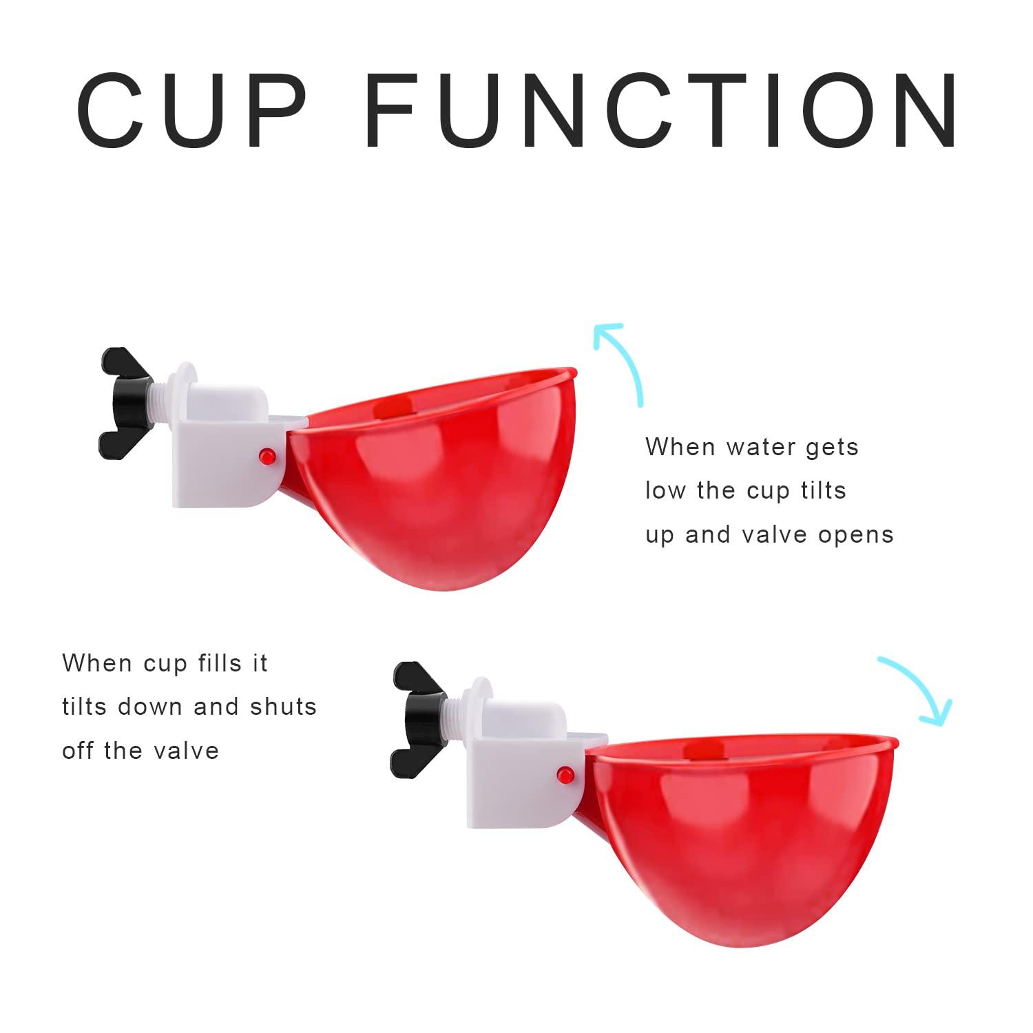 Darcvds Professional Chicken Waterer Cups, 8 Packs Large Chicken Water Feeder, Tee Fittings Poultry Waterer Suitable for Duck, Chicks, Goose, Turkey, Bunny and Bird with Mounting Hole Opener - Image 4