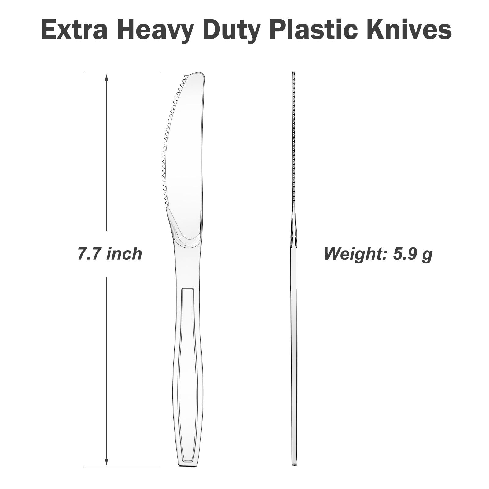 Dealusy 100 Count Extra Heavy Duty Clear Plastic Knives Disposable, BPA-Free, Heat Resistant, Solid and Durable Disposable Knives Bulk, Premium Plastic Knives heavy duty for Party Supply - Image 3