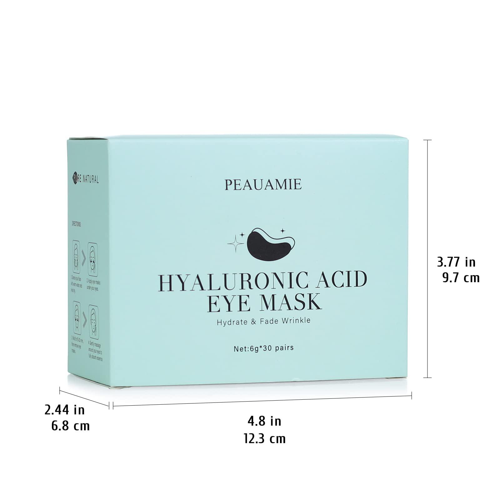 PEAUAMIE Under Eye Patchs Hyaluronic Acid Eye Mask for Dark Circles and Puffiness Wrinkle Eye Bags 30 Pairs - Image 7