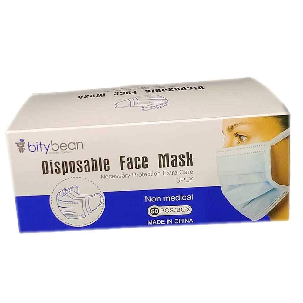 Bitybean 2000 Blue Disposable Face Masks 2,000 Protective 3-Ply Breathable Comfortable Nose/Mouth Coverings for Home & Office | Elastic Ear Loop 3-Layer Safety Shield for Adults/Kids. On the go - Image 2