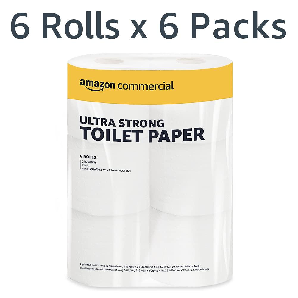 AmazonCommercial FSC Certified 2-Ply White Ultra Strong Toilet Paper, Septic Safe, 286 Sheets per Roll - 36 Rolls - Image 2