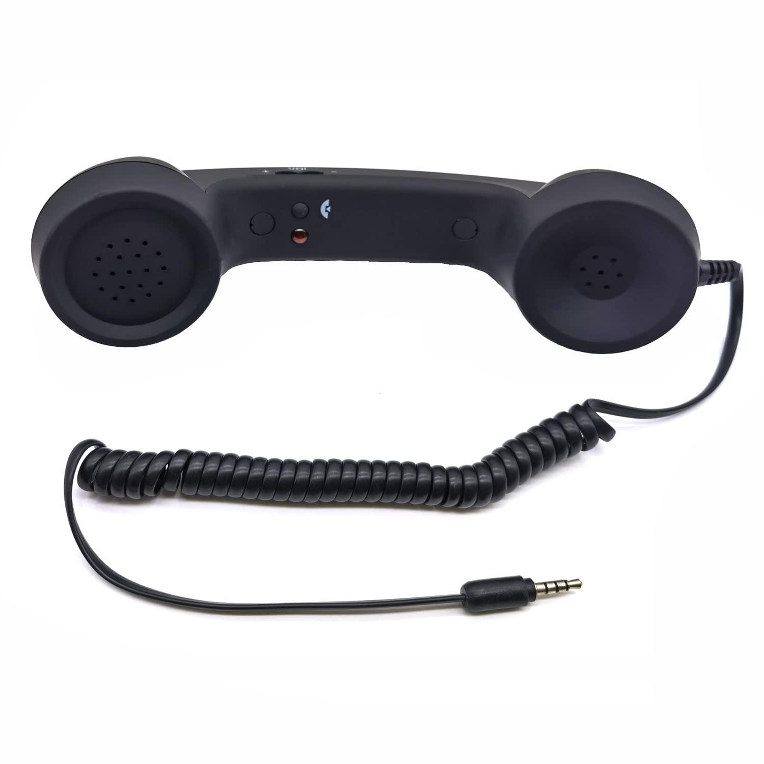 BlueMart 3.5mm Vintage Retro Telephone Handset Cell Phone Receiver Mic Microphone Speaker for iPhone iPad Mobile Phones Cellphone Smartphone (Black) - Image 2