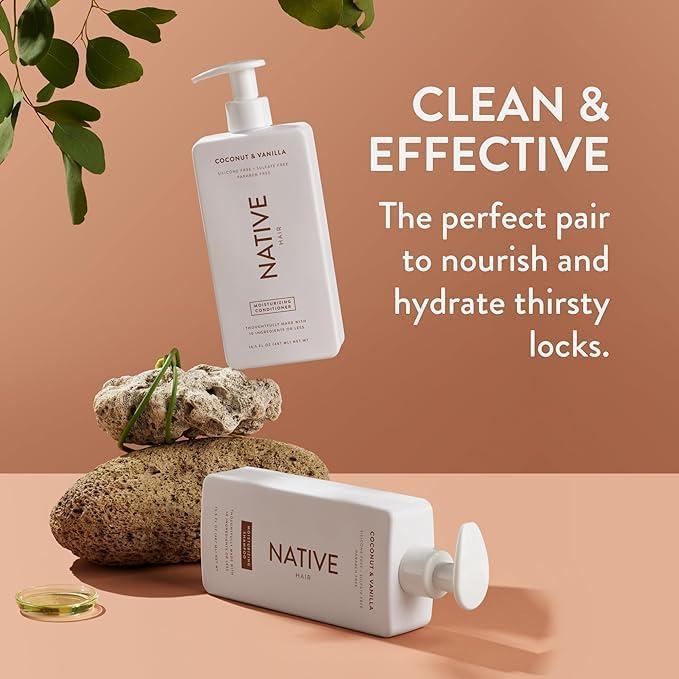 Native Coconut & Vanilla Shampoo and Conditioner Contain Naturally Derived Ingredients | All Hair Types, Color & Treated, Fine to Dry Damaged, Sulfate & Dye Free - 2-Pack - Image 3