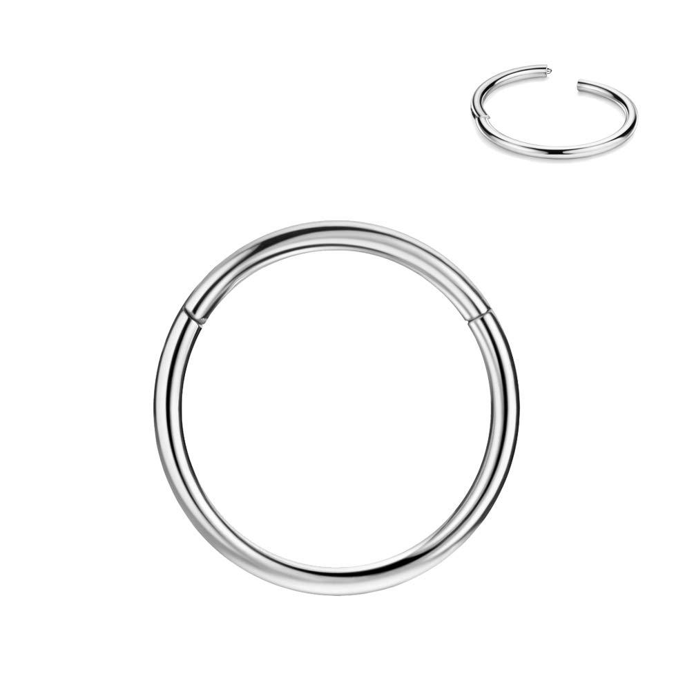 FANSING Men Women 316L Surgical Steel Hinged Nose Rings Hoop for Nostril Septum Cartilage Helix Daith Tragus Rook Conch Lip Ear Lobe Piercings