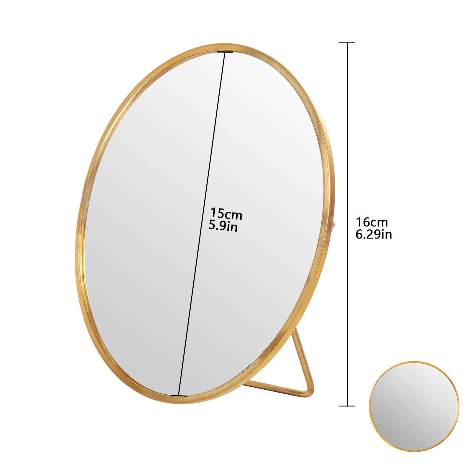 LONGSHENG - SINCE 2001 - Gold Vanity Makeup Mirror Table Desk Countertop Mirror Bathroom Shaving Make Up Mirror Home Decor-Round - Image 3