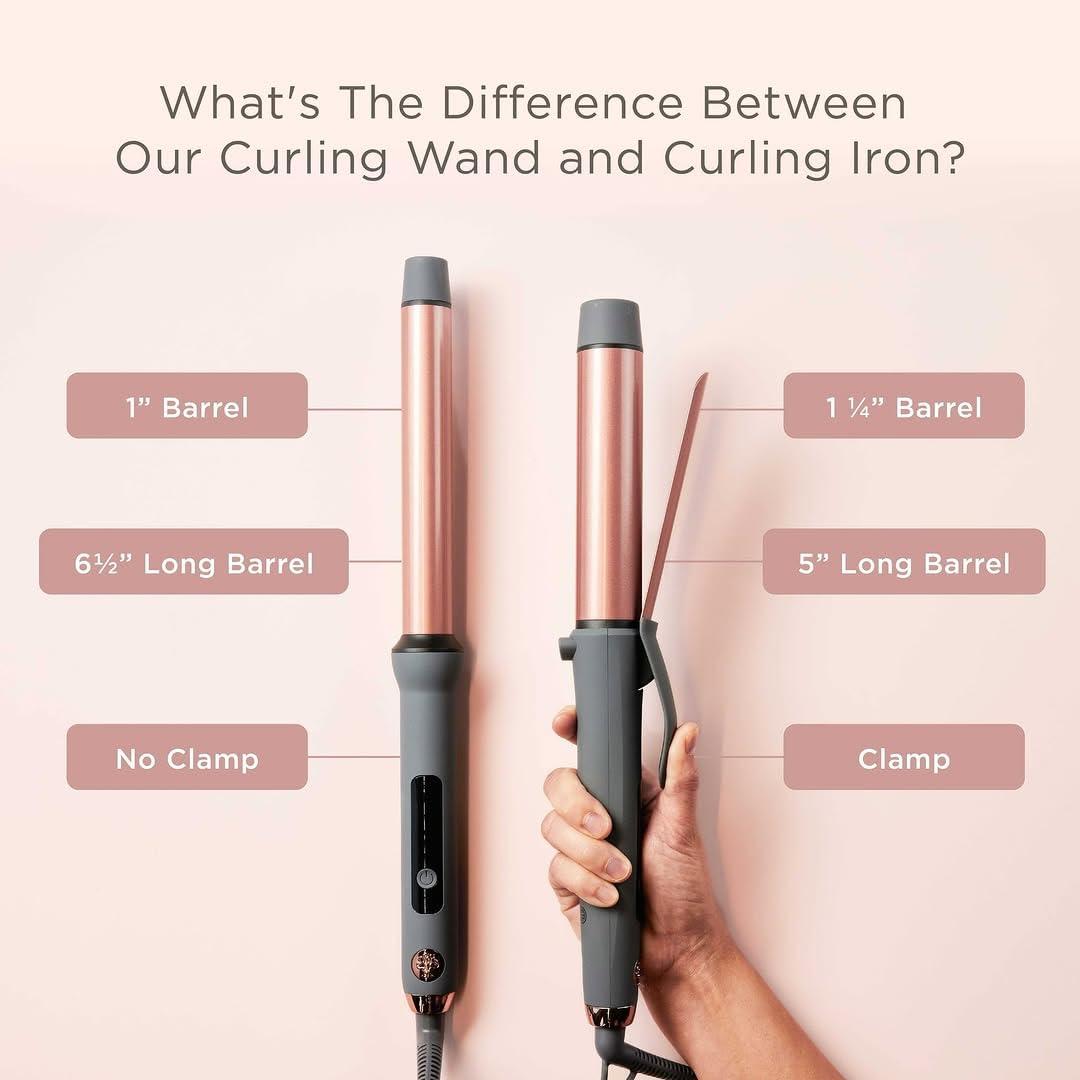 Hairitage Extra-Long 1 Inch Ceramic Tourmaline Curling Iron Wand for Long Hair - Smooth, Shiny, Voluminous Curls - Extra Long Barrel for Medium to Long Hair - No Clamp for Quick Styling - 450 Degrees - Image 4