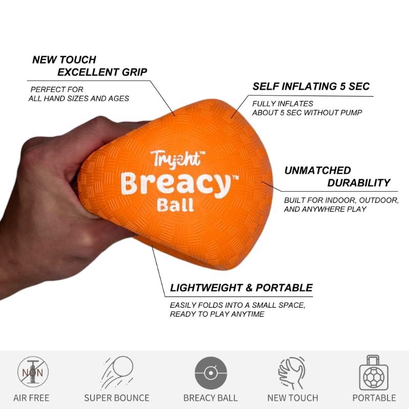 Tryeht Self Inflating Ball 5", Rubber New Feel Breacy Ball, Hi Bouncy, Never Need Pump, Neon Orange, Playground Balls, Handball, Dodgeballs, Picnic and School Play in and Outdoor - Image 5