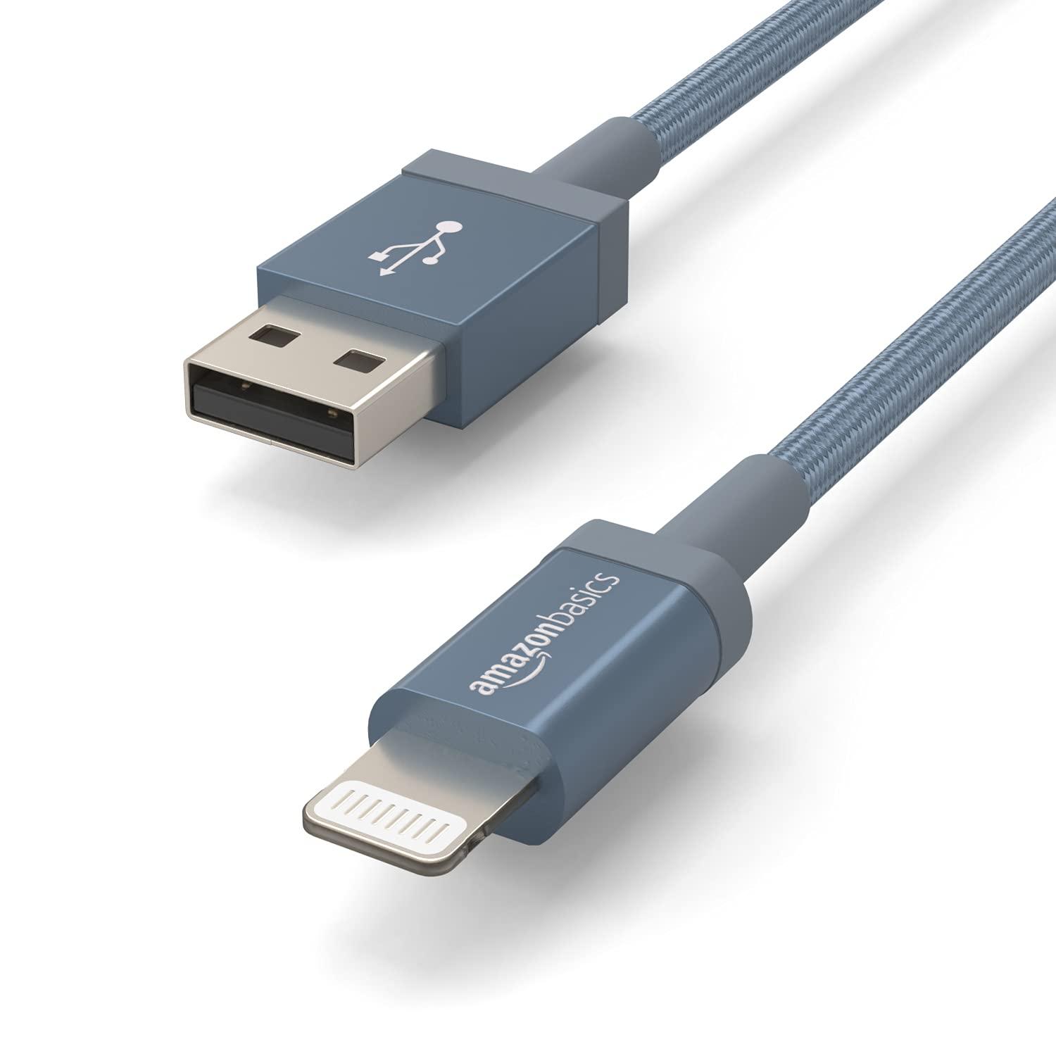Amazon Basics USB-A to Lightning Charger Cable, Nylon Braided Cord, MFi Certified Charger for Apple iPhone 14 13 12 11 X Xs Pro, Pro Max, Plus, iPad, 6 Foot, Dark Gray - Image 3