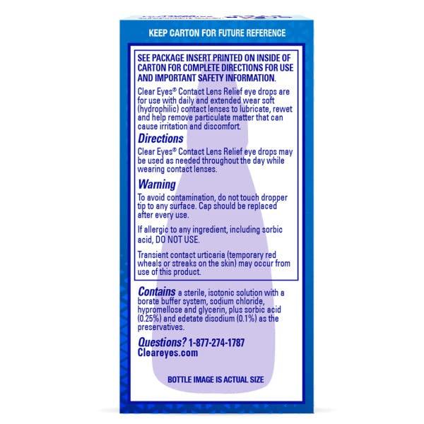 Clear Eyes Contact Lens Relief Soothing Eye Drops 0.50 oz (0.5 Fl Oz (Pack of 4)) - Image 6