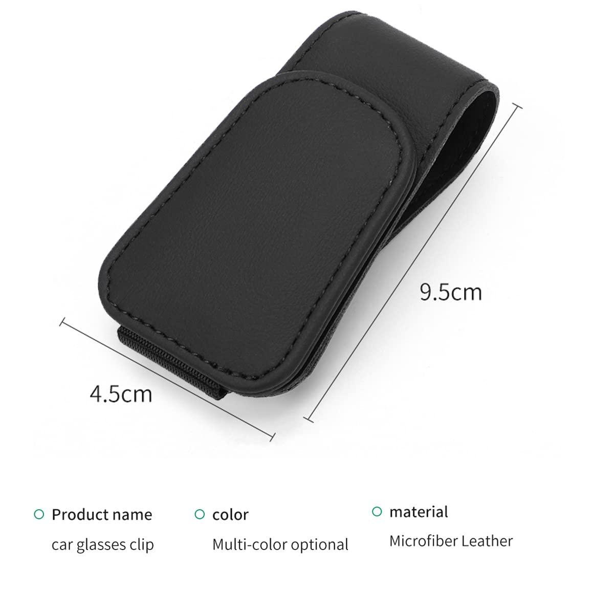 CHOSMOYI Magnetic Leather Sunglass Holder for Car, Sunglasses Clip for Car Visor, Auto Interior Accessories Universal for Different Size Eyeglasses (Black) - Image 2