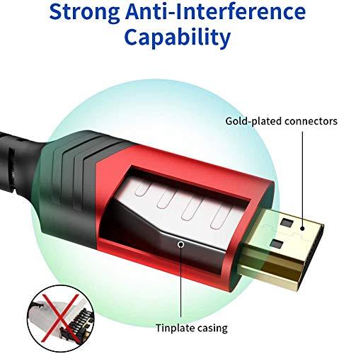 10K 8K HDMI Cable 2.1 2 Pack 6ft, JSAUX 48Gbps Ultra High Speed HDMI Cable Braided Cord, 4K@120Hz, 4K@144Hz, 8K@60Hz, HDCP 2.2&2.3, HDR 10, eARC,ARC Compatible with Dolby PS5 Monitor HDTV Soundbar-Red - Image 8