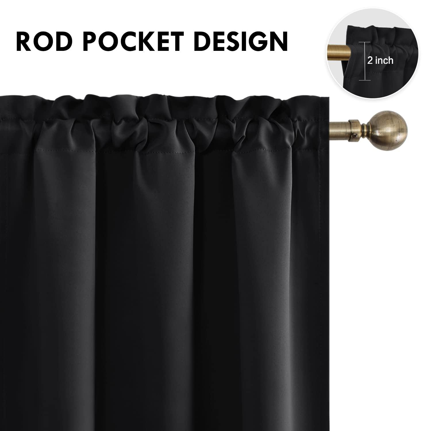 DWCN Blackout Curtains – Thermal Insulated, Energy Saving & Noise Reducing Bedroom and Living Room Curtains, Black, W 42x L 63 Inch, Set of 2 Rod Pocket Curtain Panels - Image 5
