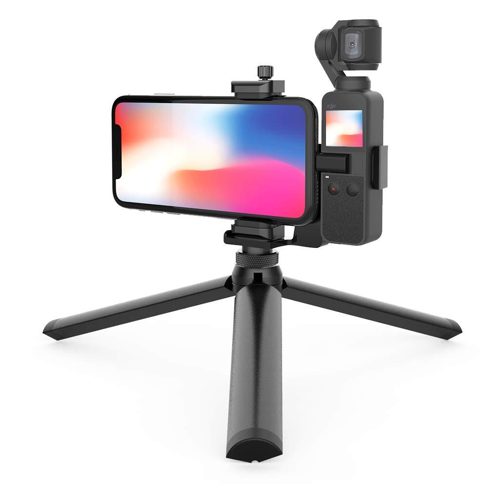 Smatree OSMO Pocket 2 Phone Holder Set Expansion Accessories with 1/4" Thread Screw and Tripod Compatible with DJI OSMO Pocket 2/ OSMO Pocket and Smartphone