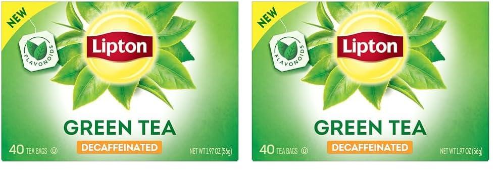Lipton Decaffeinated Green Tea Bags, Unsweetened Teabags for Decaf Hot Tea or Decaf Iced Tea with Flavonoids, 40 Total Tea Bags (Pack of 2)