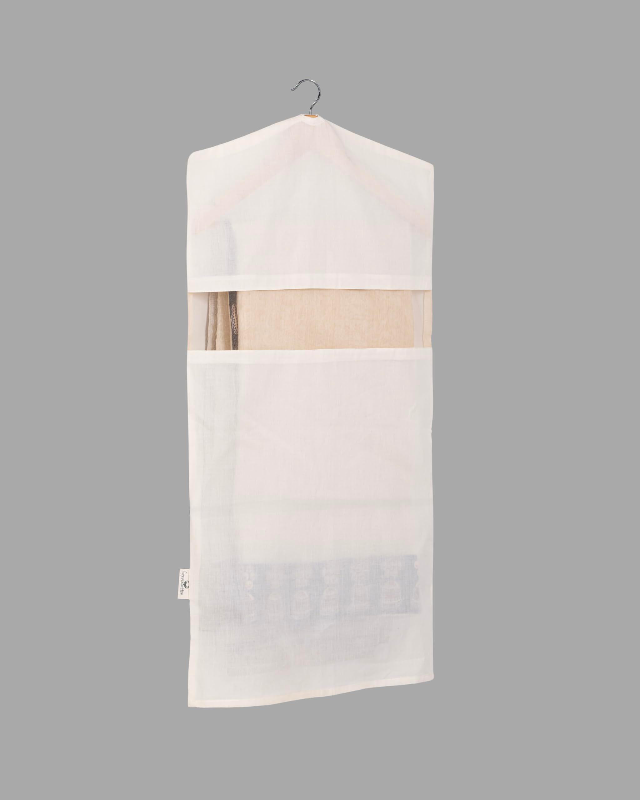 Forever Cotton Garment Bags for Hanging Clothes – 100% Cotton, Breathable Suit & Dress Covers – Pack of 3 Medium (22"x40") for Jackets, Sarees, Blouses, Coats, Travel & Closet Storage - Image 6