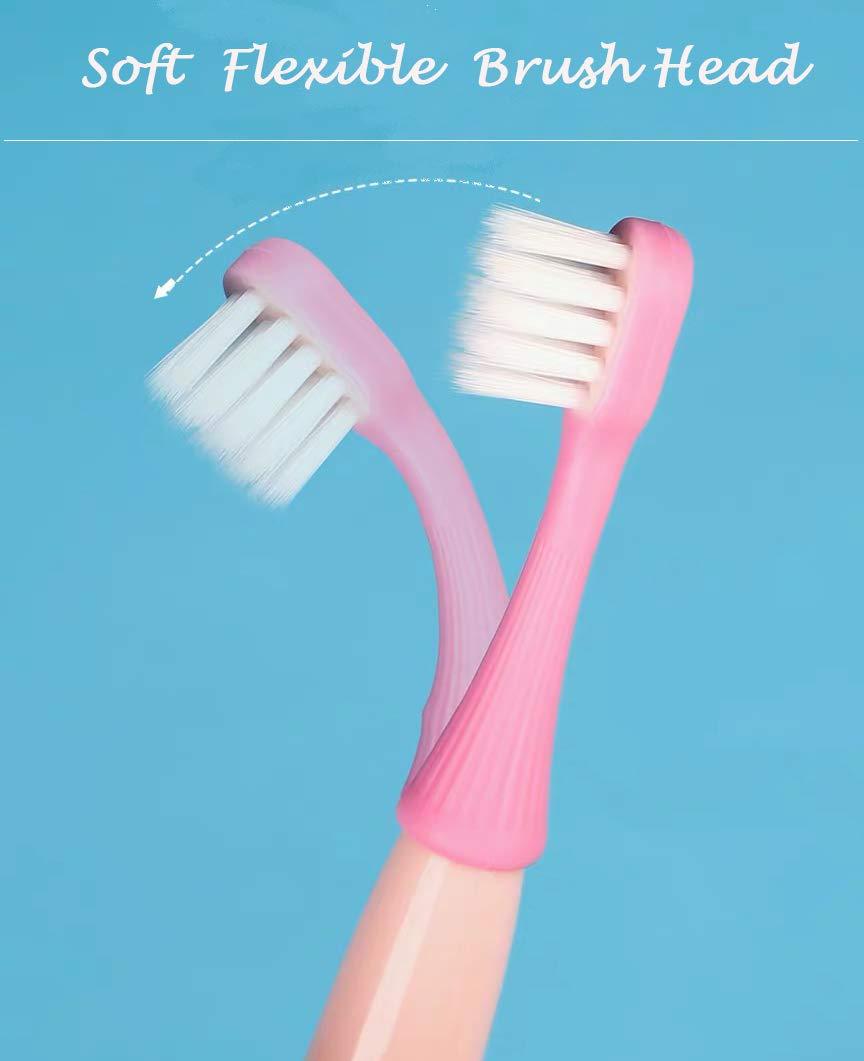 newrichbee 6 Packs Kids Toothbrush,Lovely Little Mushroom Extra Soft Bristles Toddler Toothbrush for 1-3Years Old (Pink& Yellow &Blue)… - Image 6