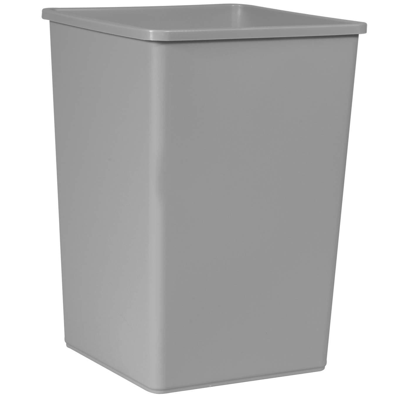 Rubbermaid Commercial Products Untouchable 35 Gal Square Trash Container, Gray, for Offices/Mailrooms/Classrooms/Areas of High Waste Generation